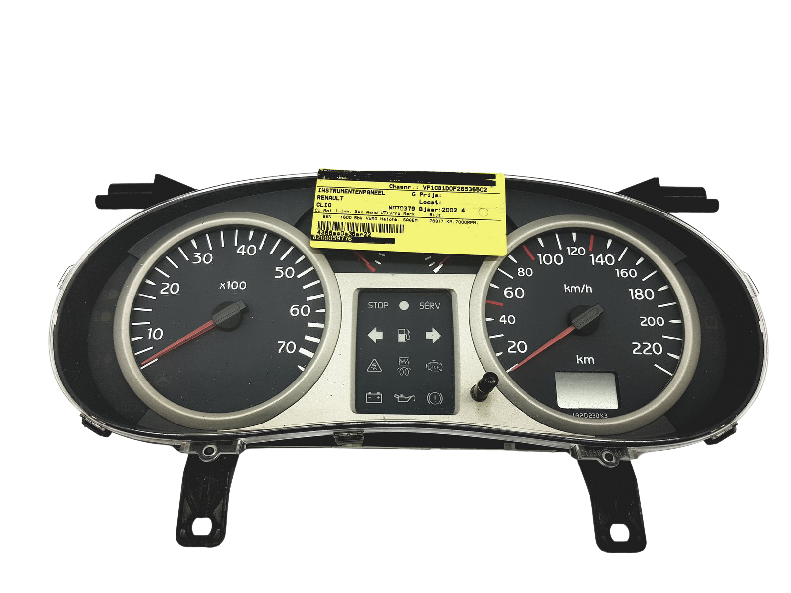 Speedometer/Instrument Cluster Renault Clio 2 8200059776 49837 main product photo